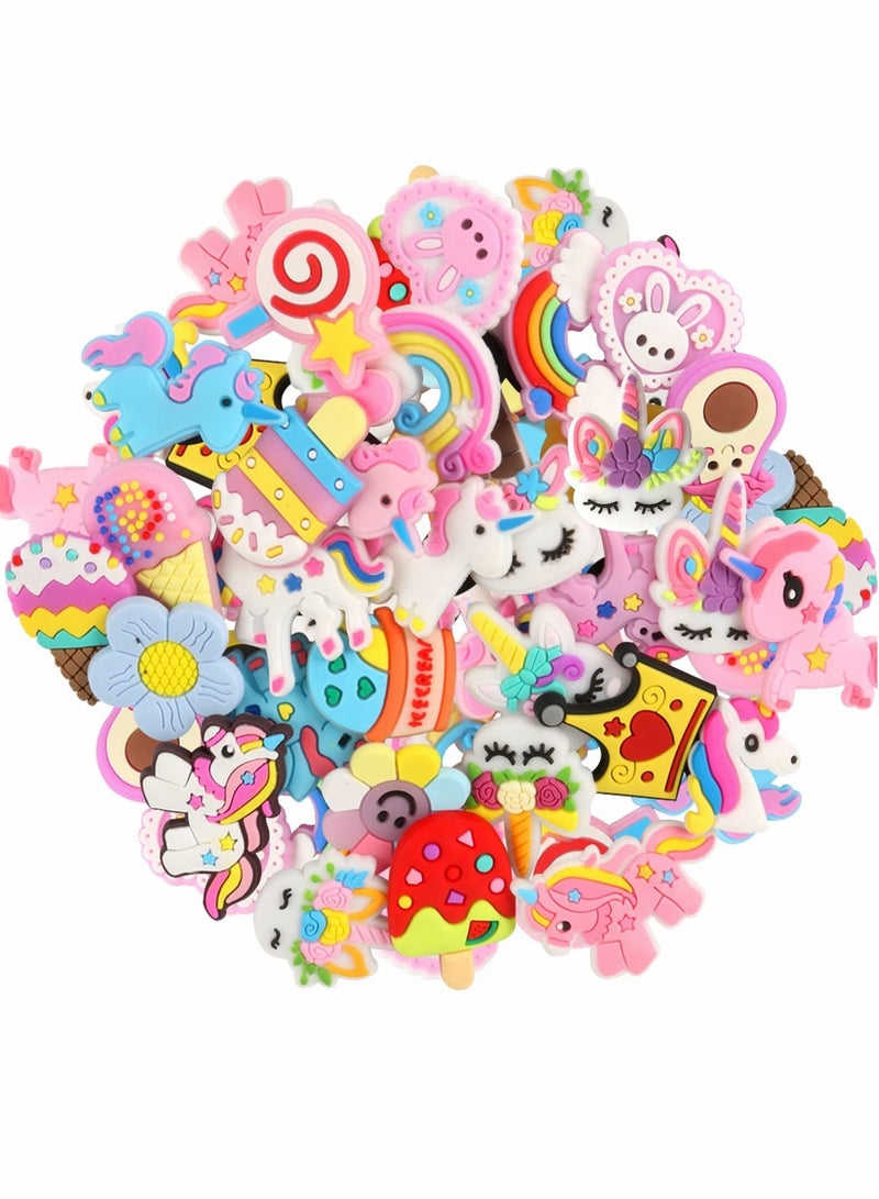 50 Pcs Croc Charms Unicorn Shoe Decoration Charms Crocs Pins Crocs Accessories - Image 1