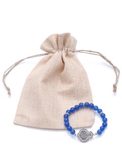 Subhati Bracelet with metal Parts and Agate Stone | 8 MM Beads - 18  - Image 3