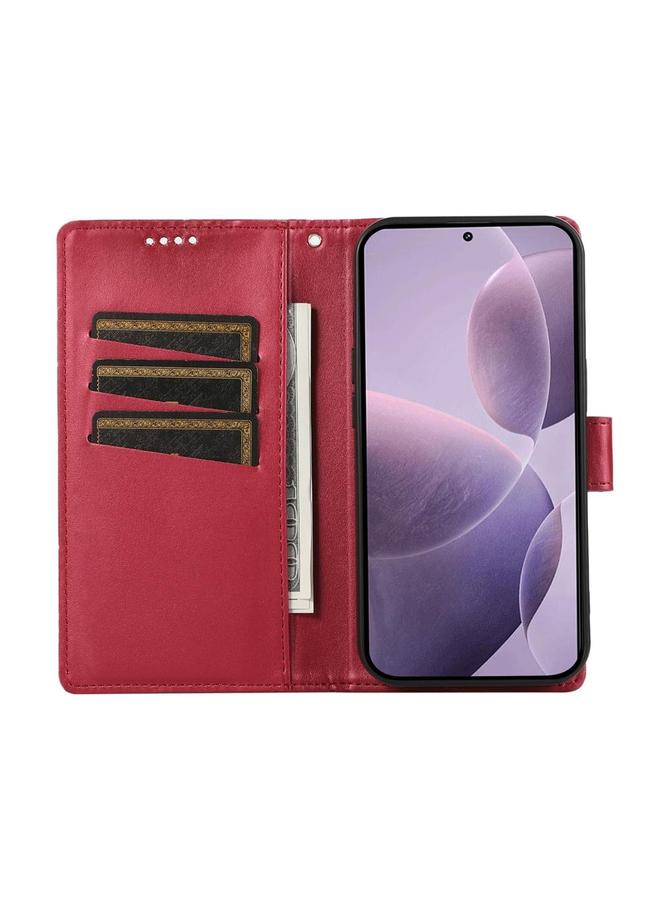 S-TOP Case For Redmi Note 14 4G 163.25mm Global PU Genuine Leather Texture Embossed Line Phone Case - Image 5