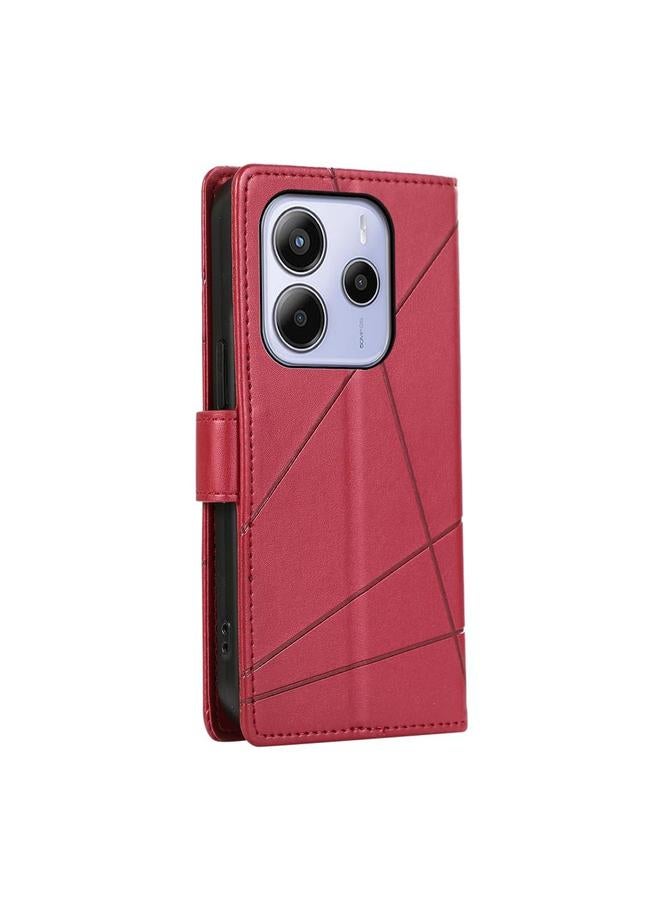 S-TOP Case For Redmi Note 14 4G 163.25mm Global PU Genuine Leather Texture Embossed Line Phone Case - Image 3