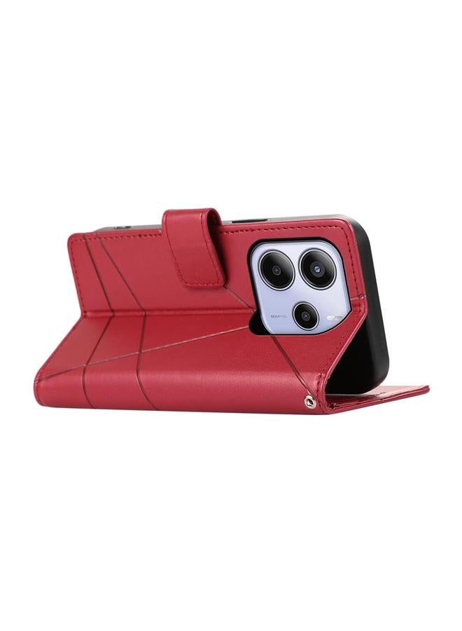 S-TOP Case For Redmi Note 14 4G 163.25mm Global PU Genuine Leather Texture Embossed Line Phone Case - Image 4