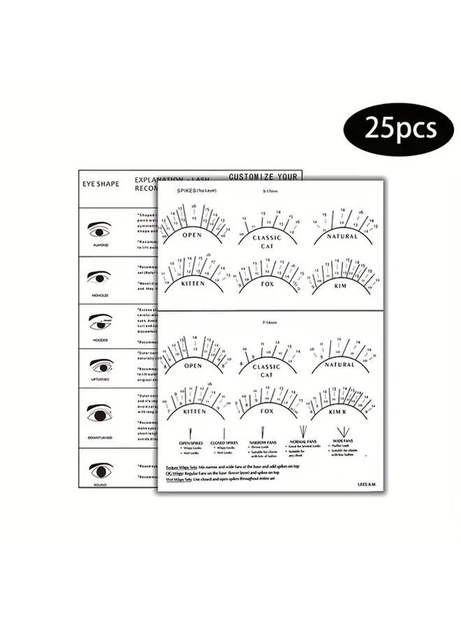 25 قطعة من بطاقات تدريب الرموش لتدريب المبتدئين في تطويل الرموش وجدول التعيين - Image 1