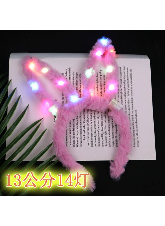 Cute Luminous Plush Rabbit Ear Hairband 14 Light Girl Flash Headband Push Sweep Code Small Gift Party Activity - Image 3