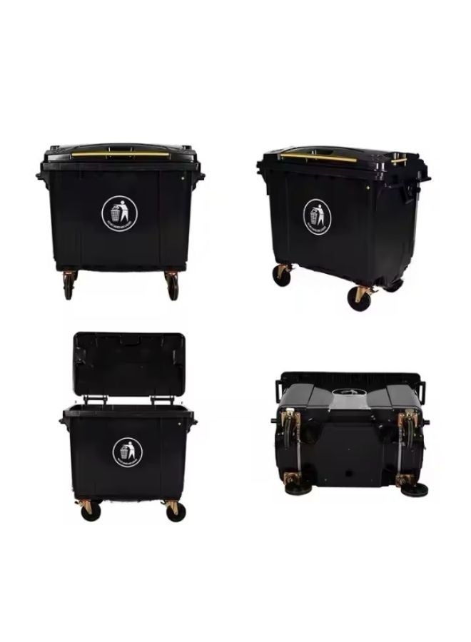 مجال العربية سلة مهملات ( 1100 لتر ) لون اسود بكفرات - Image 4