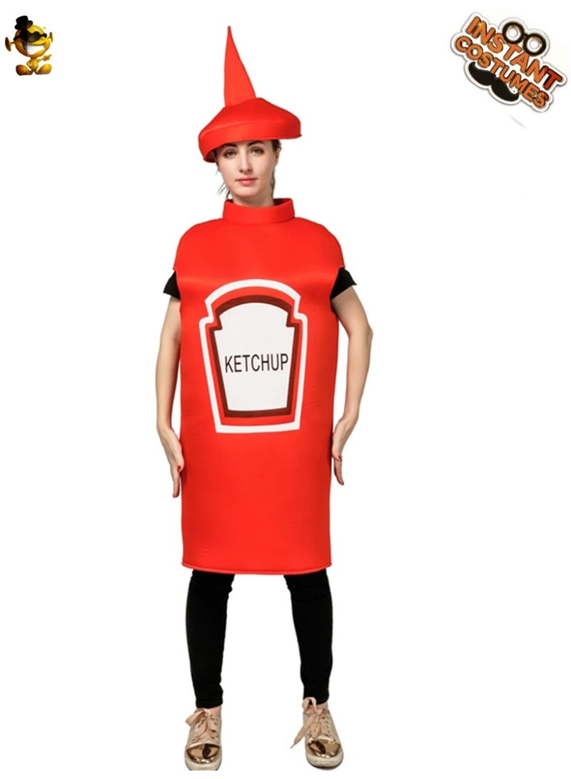 general Adult Men And Women's Mustard Ketchup Costume for Halloween, Funny Adult Stage Costume for Role-playing - Image 1