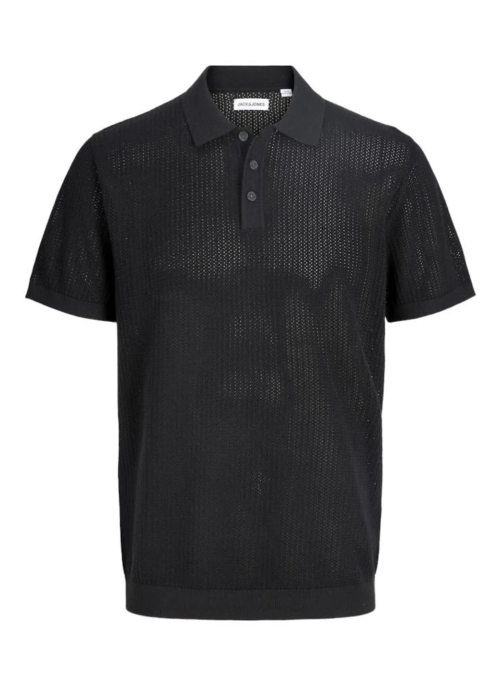JACK & JONES Black Short sleeve knit Polo shirt for Men | Best Price UAE