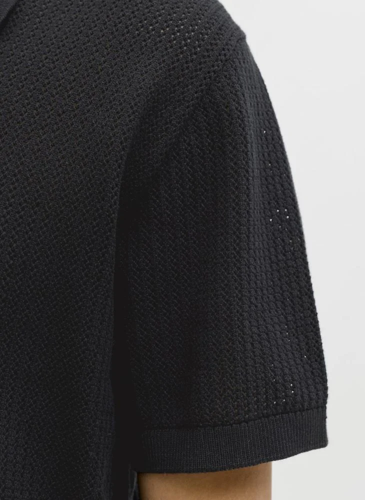 JACK & JONES Black Short sleeve knit Polo shirt for Men | Best Price UAE