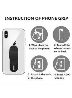 Finger Strap for Phone, Cell Phone Grip Stand | Finger Grip Phone Holder for iPhone Android Smartphone Small Tablet (Black)