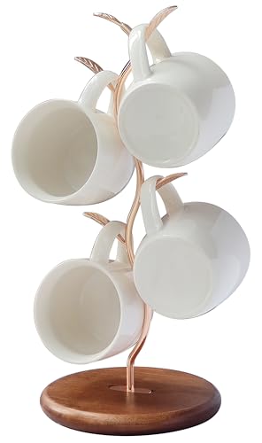 NBUOON Leaf Shaped Coffee Tea Cup Mug Holder Stand for Countertop Perfect Coffee Bar Accessory Kitchen Home Organizer Gold - Image 1