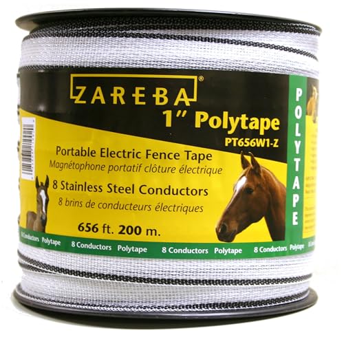 Zareba 1-Inch 656 ft Polytape - 200 M Electric Fencing - Highly Visible Polytape - Easy to Install, Repair, Slice - PT656W1-Z - Image 1