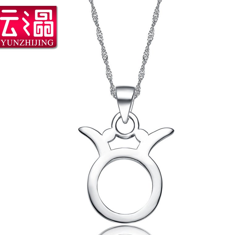 Generic S925 Sterling Silver Zodiac Pendant Necklace Unisex Taurus [without chain]] 