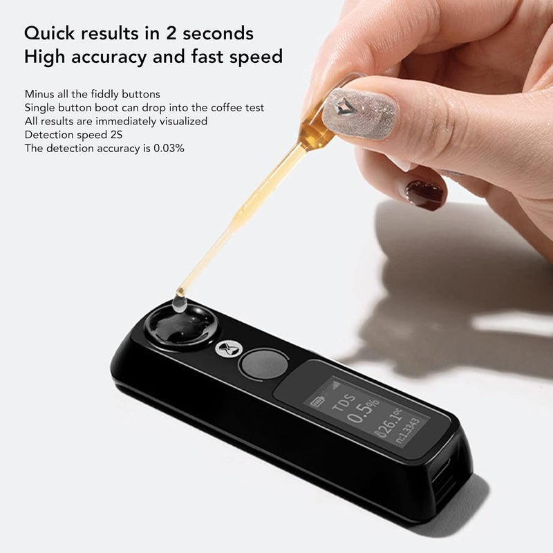 Coffee Concentration Meter, LCD Display Automatic Coffee Refractometer Lightweight High Accuracy One Button Calibration for Syrups - Image 2