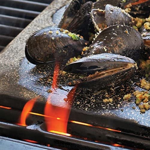 Kamelar.Lava Volcanic stone cooking tile, flat surface without groove, rounded corners, 6 "x 8", volcanic stone for cooking pizza, meat, seafood and vegetables.Outdoor barbecue steak.A roasting pan, net, grill - Image 4
