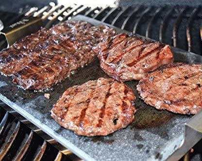 Kamelar.Lava Volcanic stone cooking tile, flat surface without groove, rounded corners, 6 "x 8", volcanic stone for cooking pizza, meat, seafood and vegetables.Outdoor barbecue steak.A roasting pan, net, grill - Image 5