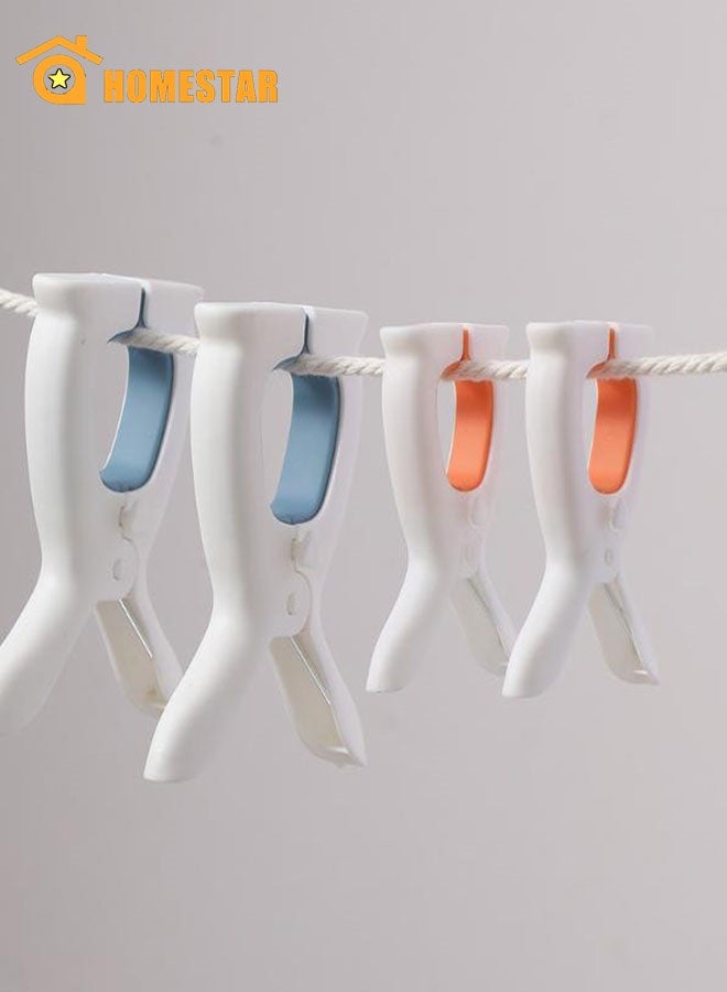 HOMESTAR 4 Pack Plastic Clothes Pins with Strong Springs, Heavy Duty Beach Towel Clips, Laundry Clothespins to Keep Your Towel, Clothes, Blankets to Dry on Clothesline and Hanging Rack - Image 1