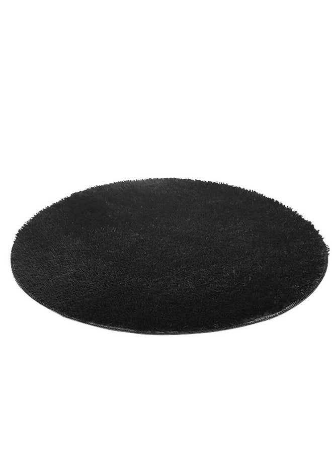 Kekon سجاد داخلي دائري حديث فائق النعومة من كيكو، سجاد أرضي غير قابل للانزلاق، حصيرة حريرية لغرفة المعيشة وغرفة النوم وغرفة الأطفال وغرفة الرضع والحيوانات الأليفة، 1.3 قدم (أسود) - Image 1