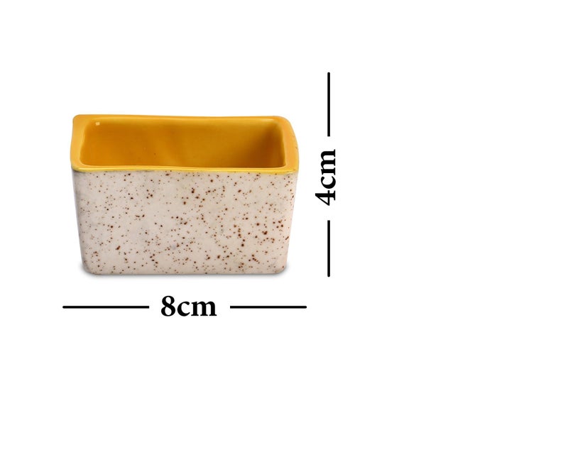 Caffeine Ceramic Handmade Cream and Yellow Matte Dip & Sauce (Set of 4, 40 ml) - Image 4
