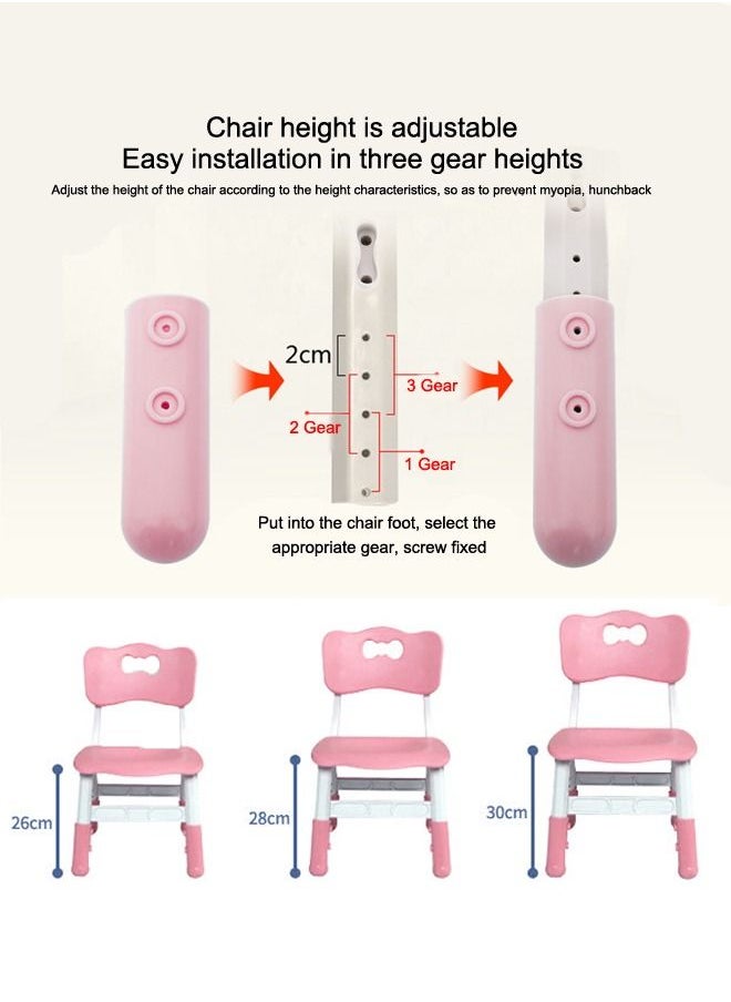 JSAITOYS - 5-Piece Rectangle Plastic Adjustable Desk Sets Children Study Activity Table And Chair Set Preschool Furniture - Image 1