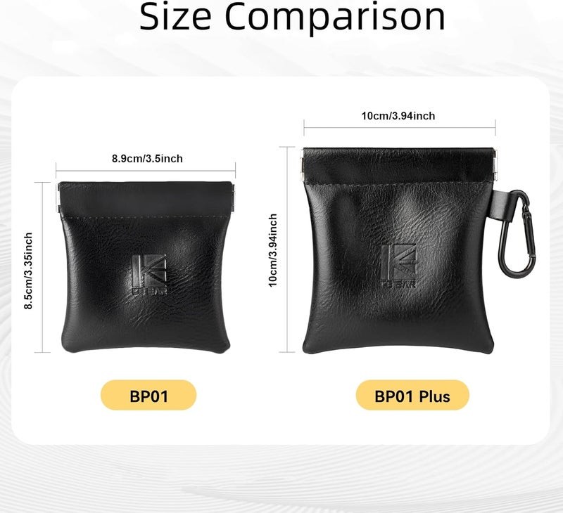 1PCS KBEAR BP01 Plus in Ear Monitor Case for IEMS, Mini Portable PU Leather Headphones Case with Spring-Loaded Closure for KZ ZS10 PRO, ZAR, ZAS, Earbuds, IEMs Cable, Eartips (Black, Medium - 1PCS) - Image 2