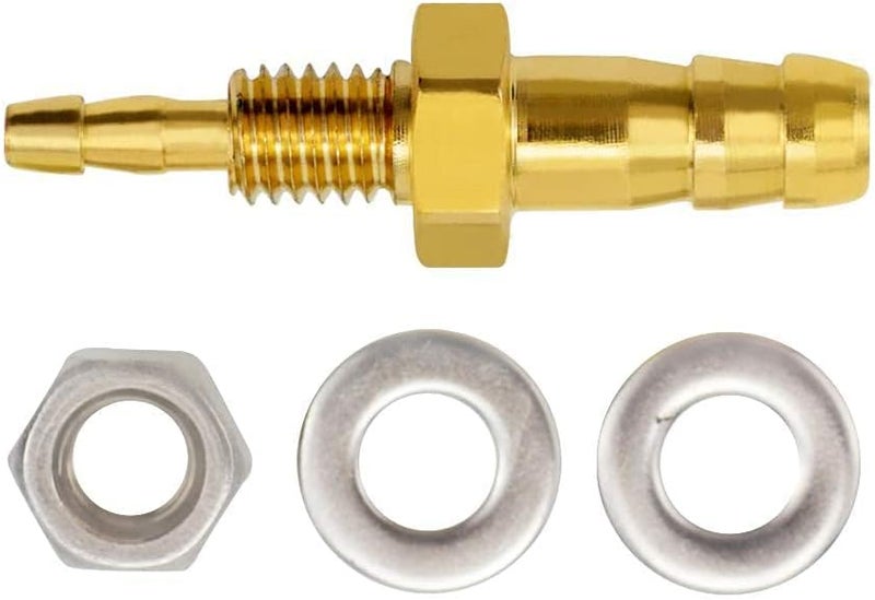 Joywayus 1/8''×1/4'' Reducer Hose ID Barb Thru-Bulk Head Hex Union Brass Fitting with Flat Washer Gasket - Image 5