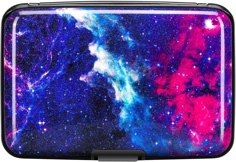 ELFISH RFID Blocking Credit Card Protector Aluminum ID Case Hard Shell Business Card Holders Metal Wallet for Men or Women (Starry Sky) - Image 1