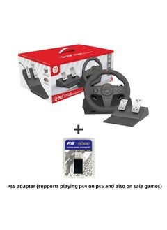 Suitable For Ps4/Pc Game Steering Wheel Game Racing Steering Wheel Xbox Game Player Simulation Driving Steering Wheel-product Color:Two Pedals + Steering Wheel + Guide