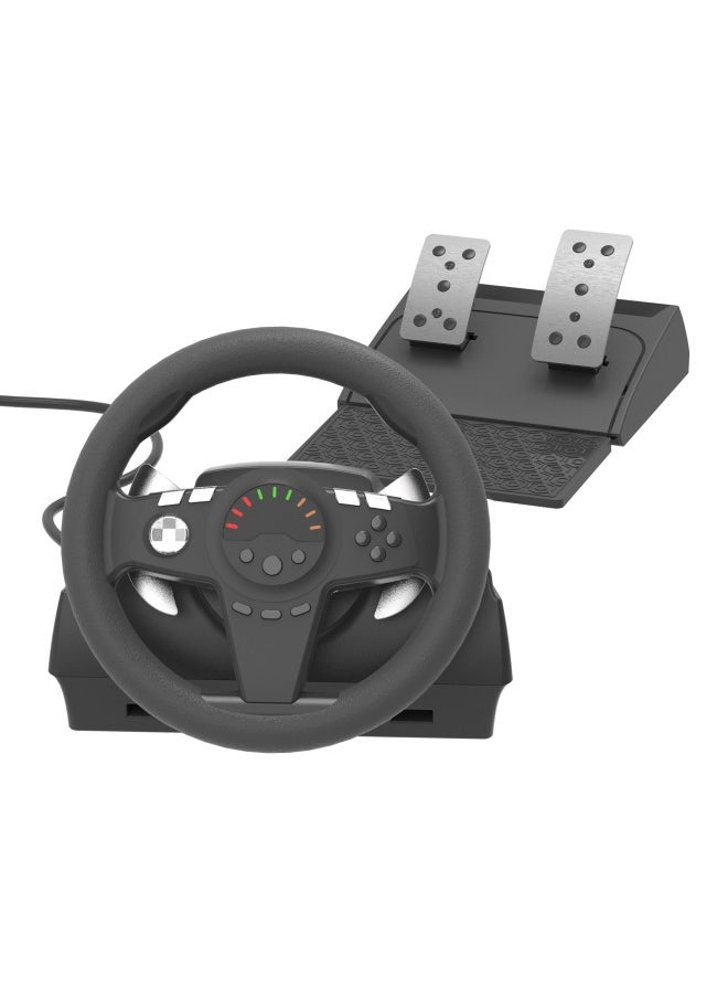 Generic - Suitable For Ps4/Pc Game Steering Wheel Game Racing Steering Wheel Xbox Game Player Simulation Driving Steering Wheel-product Color:Two Pedals + Steering Wheel + Guide - Image 1