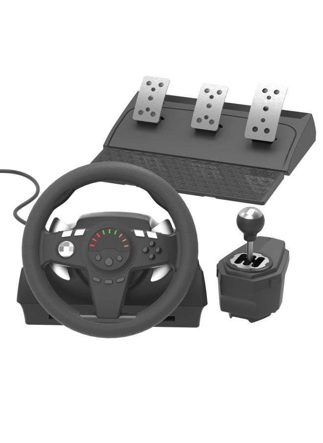 Generic - Suitable For Ps4/Pc Game Steering Wheel Game Racing Steering Wheel Xbox Game Player Simulation Driving Steering Wheel-product Color:Two Pedals + Steering Wheel + Guide - Image 1