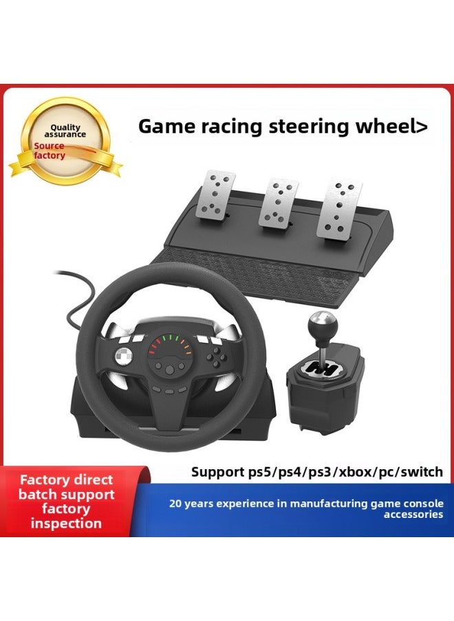 Generic - Suitable For Ps4/Pc Game Steering Wheel Game Racing Steering Wheel Xbox Game Player Simulation Driving Steering Wheel-product Color:Two Pedals + Steering Wheel + Guide - Image 1