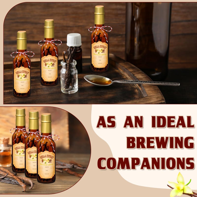 Tioncy 16 Pcs Empty Vanilla Extract Bottles for Homemade Vanilla Jar Glass Bottle with Cap, Shrink Band, Sticker DIY Crafts Wedding Gift Food Storage Canister for Bean - Image 3