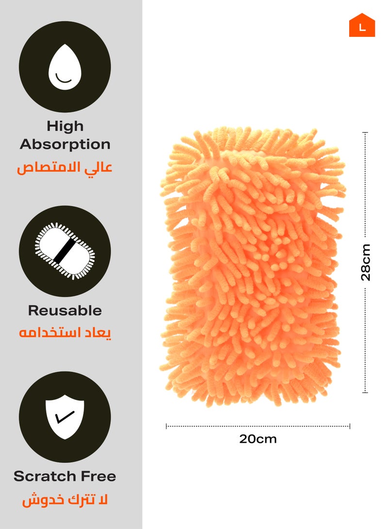 LAWAZIM Car Wash Sponge - 2 Piece, 65g - Premium Chenille Microfiber Car Cleaning Sponge, Soft Non-Scratch Dual-Sided Hand Washing Sponge for Washing Car, Truck, SUV, RV, Boat, and Motorcycle (Orange) - Image 2