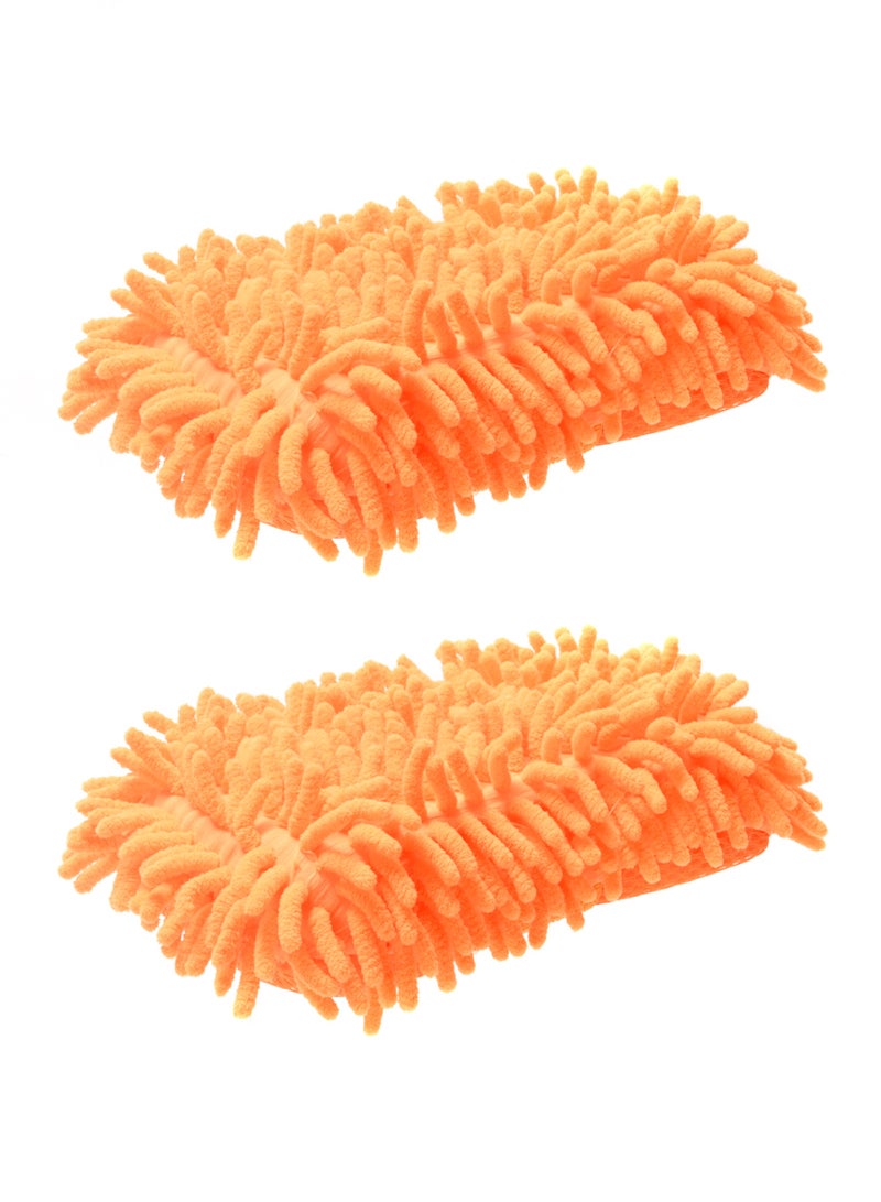 LAWAZIM Car Wash Sponge - 2 Piece, 65g - Premium Chenille Microfiber Car Cleaning Sponge, Soft Non-Scratch Dual-Sided Hand Washing Sponge for Washing Car, Truck, SUV, RV, Boat, and Motorcycle (Orange) - Image 1
