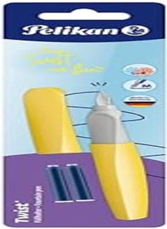 Pelikan Twist Fountain Pen with 2 Ink Cartridges, Medium Nib, Bright Sunshine, Blister Card (820219)