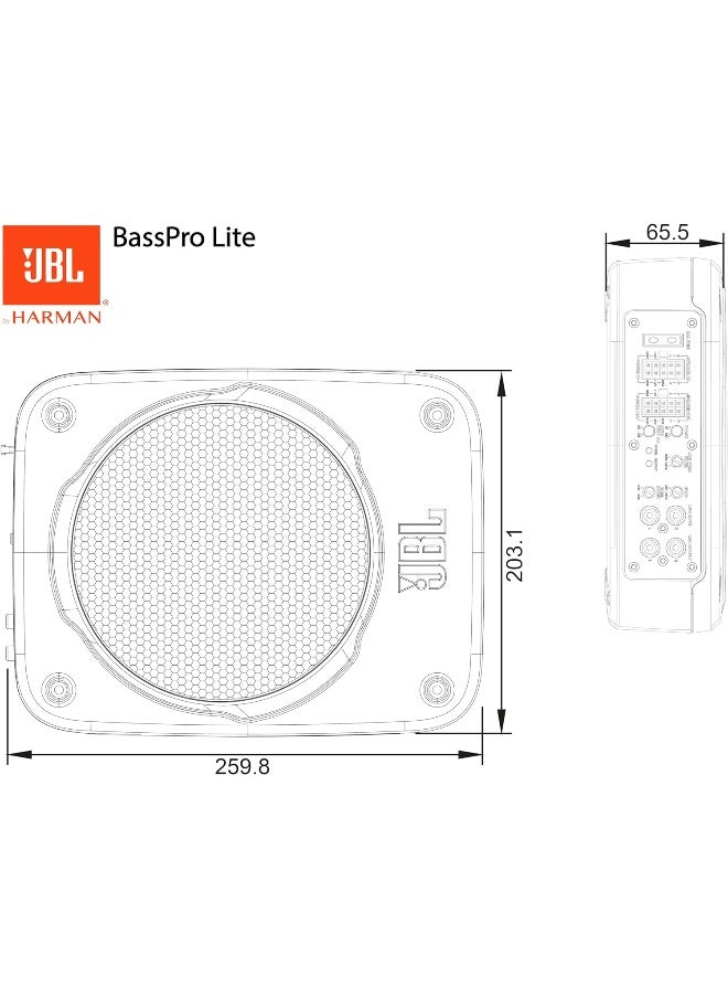 JBL - Jbl Basspro Lite: Ultra Compact Underseat Subwoofer With Integrated Amplifier -  160-watt and 80 RMS Active Subwoofer For Car With Deep Bass And Amazing Performance - Easy Installation And Pairing Possible - Image 1