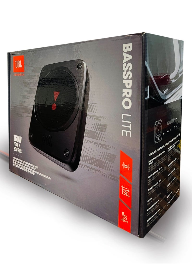 JBL - Jbl Basspro Lite: Ultra Compact Underseat Subwoofer With Integrated Amplifier -  160-watt and 80 RMS Active Subwoofer For Car With Deep Bass And Amazing Performance - Easy Installation And Pairing Possible - Image 1