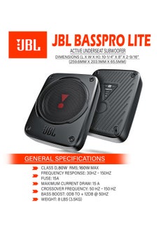 Jbl Basspro Lite: Ultra Compact Underseat Subwoofer With Integrated Amplifier -  160-watt and 80 RMS Active Subwoofer For Car With Deep Bass And Amazing Performance - Easy Installation And Pairing Possible - pzsku/ZFEB7EC1A19C30C50C55EZ/45/_/1727792603/08f6fea2-b009-44f6-8286-16b4eb1d0d12