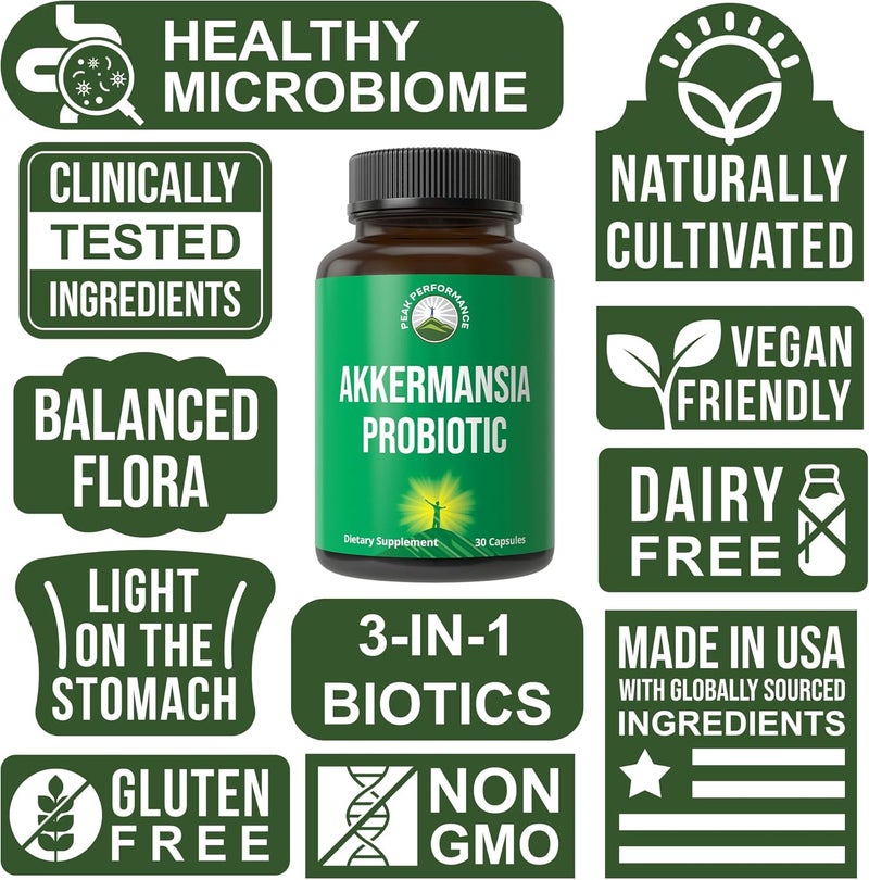 Peak Performance Akkermansia Probiotic to Increase GLP1 Production Ultra High Strength Akkermansia Muciniphila Live Strain With Prebiotic Fiber for Gut Health  Microbiome Balance Delayed Release 3rd Party Tested - Image 3