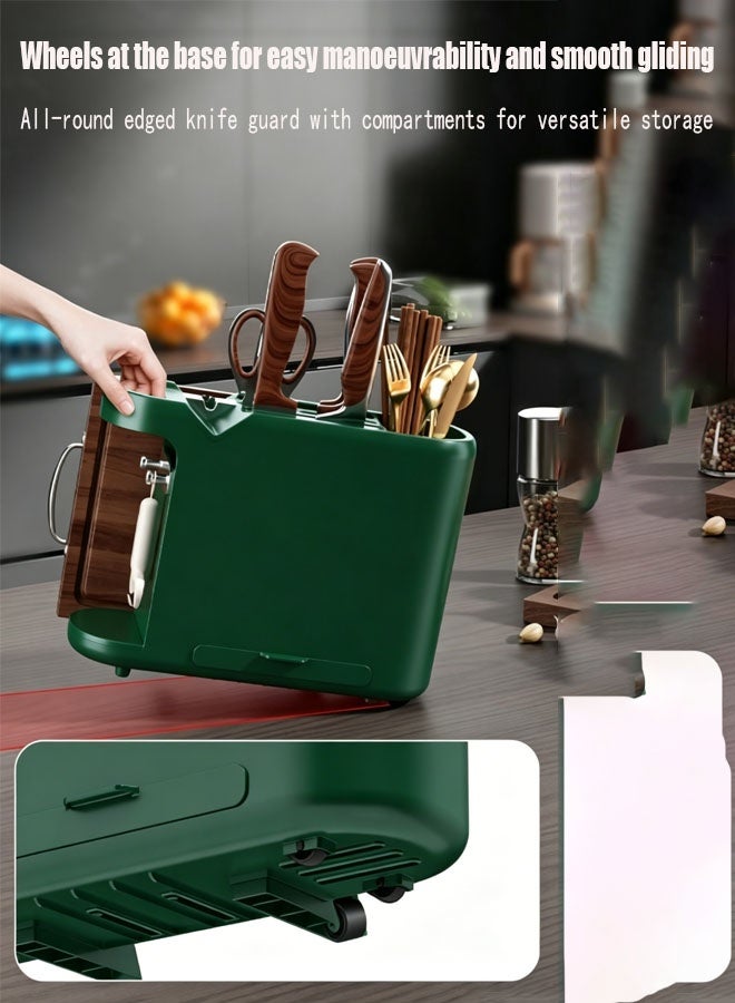 Bukela Knife Storage Rack, Multifunctional Utensil Rack With Draining Tray,Knife Holder For Kitchen Counter,Pot Lid Rack,Cutting Board Organizer - Image 4