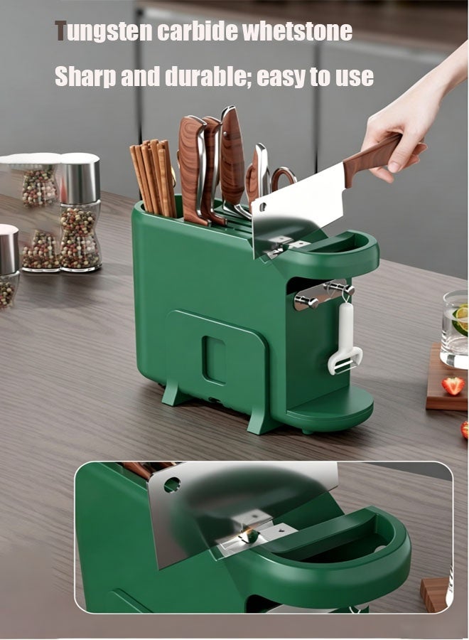 Bukela Knife Storage Rack, Multifunctional Utensil Rack With Draining Tray,Knife Holder For Kitchen Counter,Pot Lid Rack,Cutting Board Organizer - Image 2