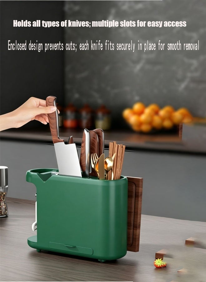 Bukela Knife Storage Rack, Multifunctional Utensil Rack With Draining Tray,Knife Holder For Kitchen Counter,Pot Lid Rack,Cutting Board Organizer - Image 5