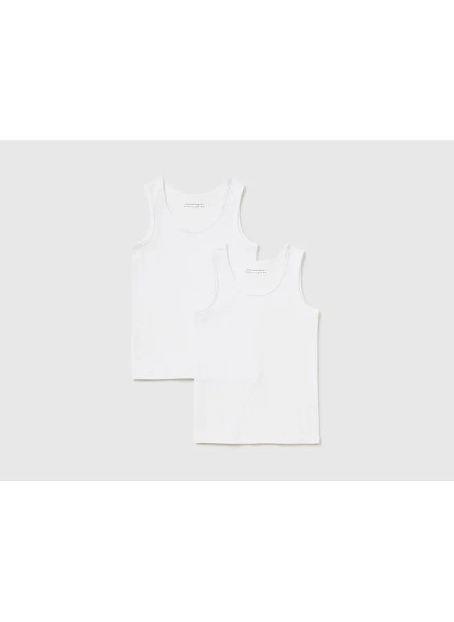 يونايتد كولورز أوف بينتيون Two Tank Tops In Stretch Organic Cotton