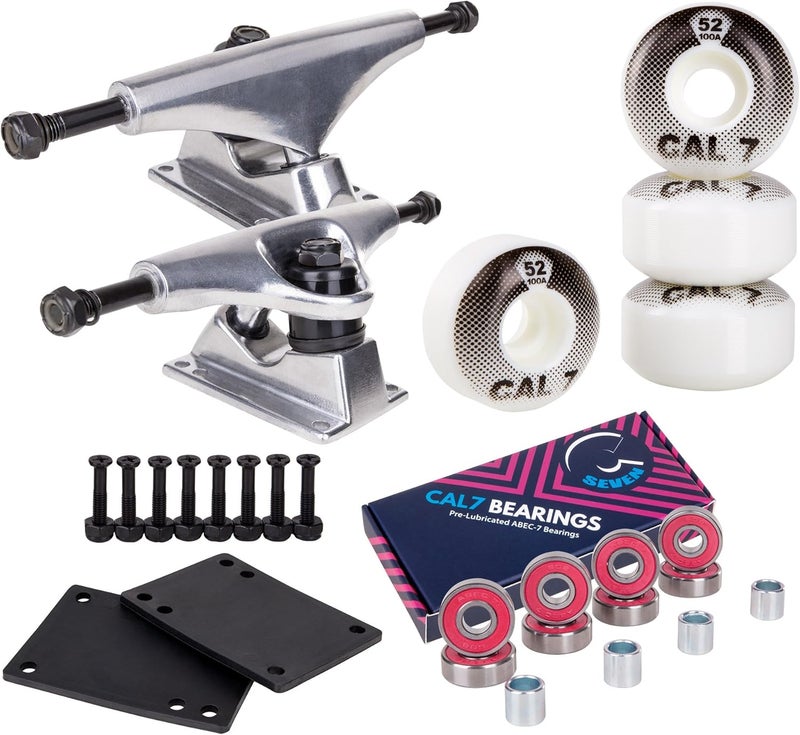 Cal 7 Skateboard Complete Combo with 139 mm Trucks, 52 mm Wheels, Bearings, Durable Skateboard Hardware Kit, Starter Set for Standard Skateboards - Image 1