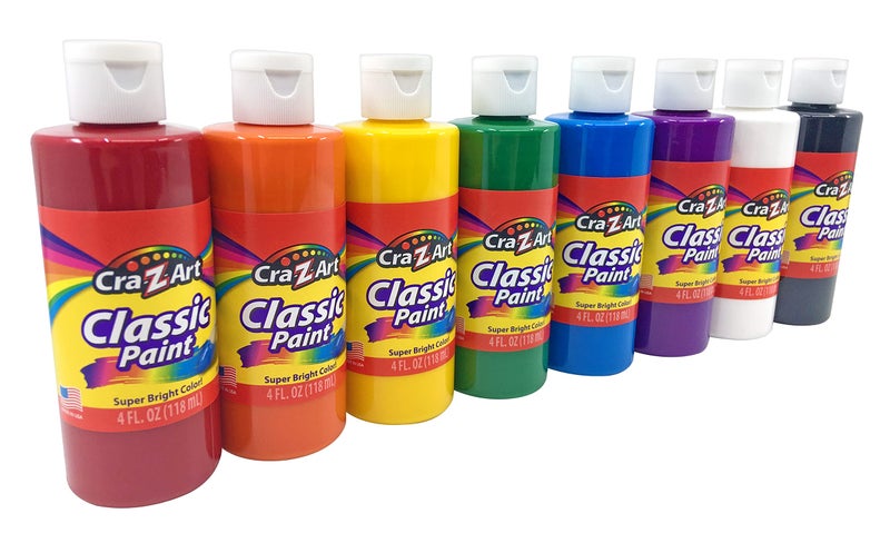 CraZArt Washable Classic Paint Bulk Pack 8ct Assorted Colors 4oz each bottle 32oz - Image 2
