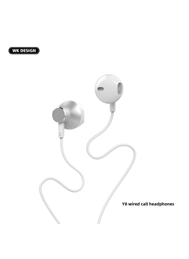 WEKOME/WK Wired Y8 Headset Music Flat Ear 3.5mm Interface Universal Wire Control Type-c Headset With Wheat-Color:3.5MM (white)  - Image 1