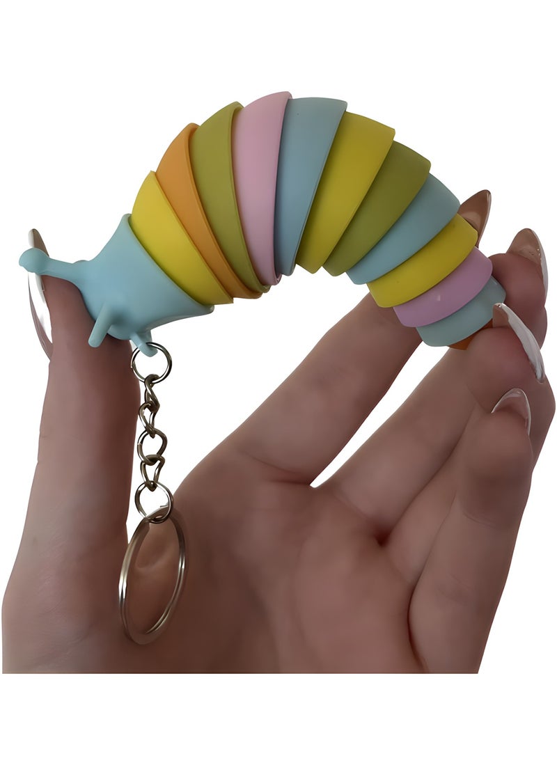 MAGIC VAULT Fidget Slug Keychain 2-Pack , Flexible Articulated Slug Fidget Toy, Fun Crawling Slug Autism Sensory Toys, Anxiety Relief for Kids, Adults, Birthday Gifts, Colorful 3D Printed Fidget Slug Toy  - Image 3