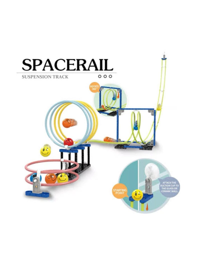 لعبة سبيس ريل – مضمار كرات تفاعلي ممتع يحتوي على مسارات دائرية ومنحدرات وحلقات حماسية.   تشجع على التفكير المنطقي وتنمية المهارات الهندسية أثناء تركيب القطع وتتبع حركة الكرات.   مناسبة للأطفال من سن 6 سنوات فأكثر ولمحبّي التحديات والتجميع. - Image 1