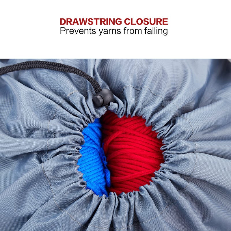 HOMEST Large Crochet Bag with Customized Front Compartment for Knitting Accessories, Yarn Storage with 6 Oversized Grommets, Tote Organizer with Drawstring Closure, Ripple - Image 5