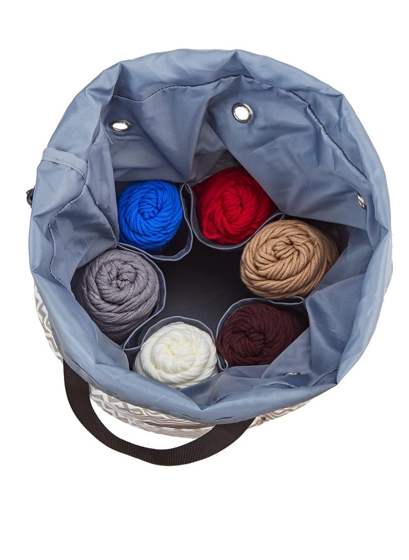 HOMEST - HOMEST Large Crochet Bag with Customized Front Compartment for Knitting Accessories, Yarn Storage with 6 Oversized Grommets, Tote Organizer with Drawstring Closure, Ripple, Bag Only - Image 1