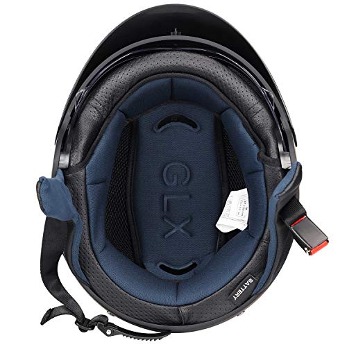 GLX M14 Open Face Motorcycle Helmet - Matte Black, Small - DOT Approved - Image 3