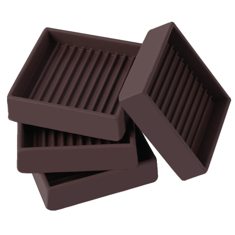 Jayen 2X2 Square Rubber Furniture Caster Cups  Anti-Sliding Furniture Pads Bed Stopper Floor Protectors With Grip - Protect Any Flooring - Image 1
